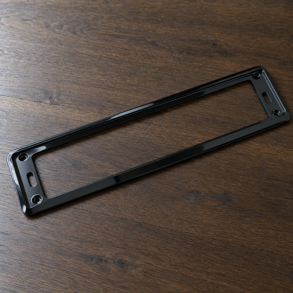 Gloss black number plate holder